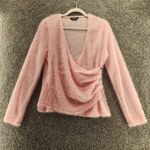 Chic Me XL pink long sleeve drop neck sweater